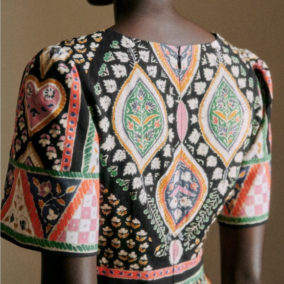 Sezane Black Multicolor Geometric Paisley Midi Dress - Picture 2 of 8